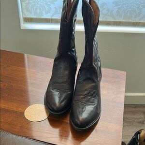 Dan Post Black Cowboy Western Boots Premium Leather